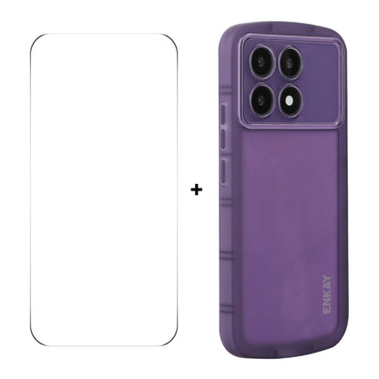 For Redmi K70 Ultra ENKAY Hat-Prince Translucent Matte TPU Phone Case + 9H Big Arc Edge Glass Film(Purple) - Xiaomi Cases by ENKAY | Online Shopping UK | buy2fix