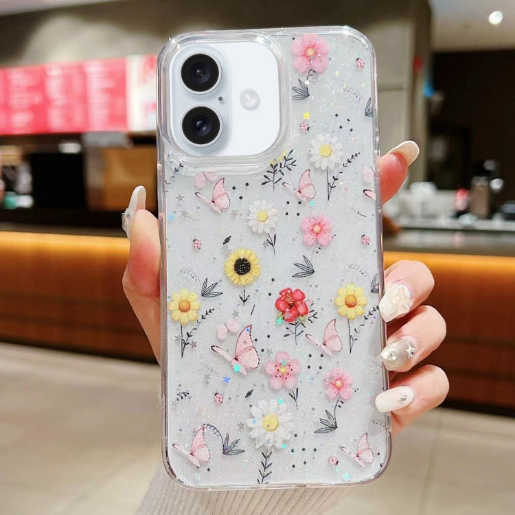 For iPhone 16 Plus Spring Garden Epoxy TPU Phone Case(F01 Love of Butterfly) - iPhone 16 Plus Cases by buy2fix | Online Shopping UK | buy2fix