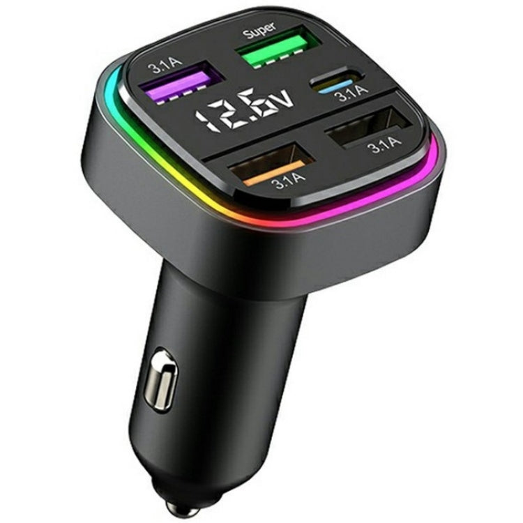 K34 With LED Display 5 Port USB Car Charger Cigarette Lighter Adapter - Car Charger by buy2fix | Online Shopping UK | buy2fix