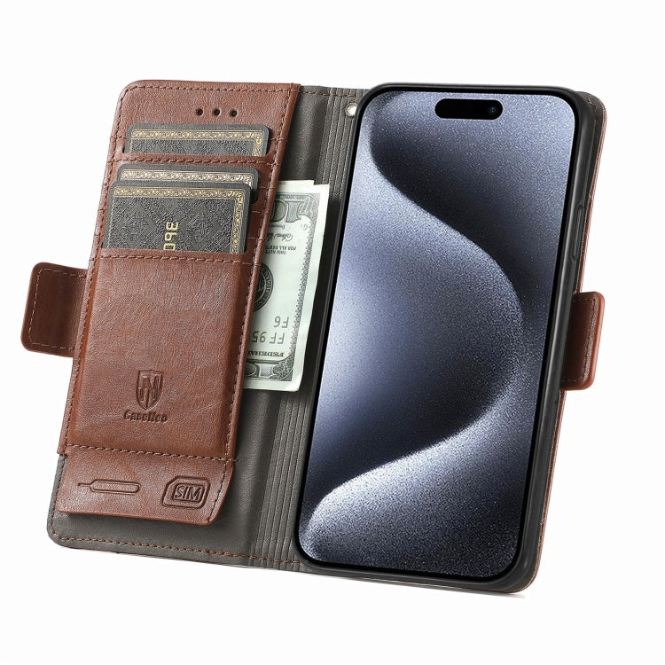 For iPhone 16 Pro Max CaseNeo Splicing Dual Magnetic Buckle Leather Phone Case(Brown) - iPhone 16 Pro Max Cases by buy2fix | Online Shopping UK | buy2fix