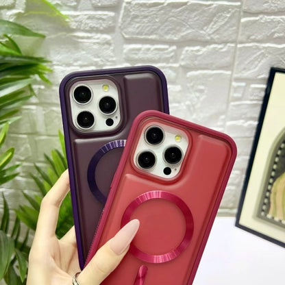 For iPhone 16 Plus Bread 3 in 1 MagSafe Acrylic Hybrid Silicone Phone Case(Dark Purple) - iPhone 16 Plus Cases by buy2fix | Online Shopping UK | buy2fix