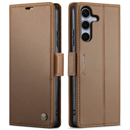 For Samsung Galaxy S25+ 5G CaseMe 023 Butterfly Buckle Litchi Texture RFID Anti-theft Leather Phone Case(Brown) - Galaxy S25+ 5G Cases by CaseMe | Online Shopping UK | buy2fix