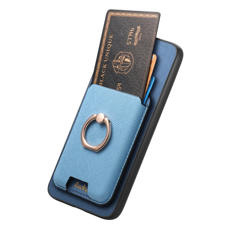 For Samsung Galaxy S25 5G Retro Cross Leather Ring Vertical Insert Card Bag MagSafe Phone Case(Blue) - Galaxy S25 5G Cases by buy2fix | Online Shopping UK | buy2fix