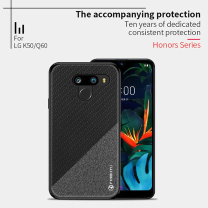 PINWUYO Hong Series Anti-fall TPU+ Chemical Fiber Cloth Protective Cover for LG K50 / Q60(Yellow) - LG by PINWUYO | Online Shopping UK | buy2fix