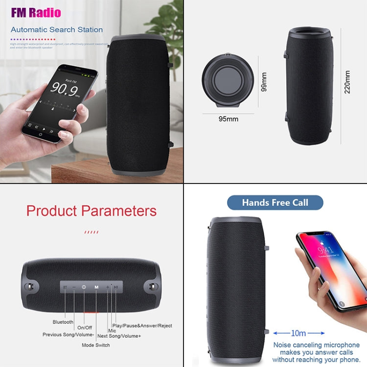 T&G 324 Portable Column Speaker 10W Bluetooth Speaker Music Player Speakers Box with FM Radio Aux TF Subwoofer Bass Speaker(Blue) - Desktop Speaker by T&G | Online Shopping UK | buy2fix