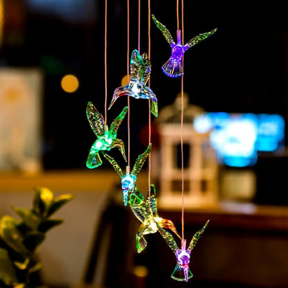 Creative Electronics Solar LED Hummingbird Wind Chime Light Seven Colors - Novelty Lighting by buy2fix | Online Shopping UK | buy2fix