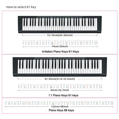 Children Beginner Piano Keyboard Color Stickers Musical Instrument Accessories, Style: Imitation Piano Keys 61 Keys - Keyboard Instruments by buy2fix | Online Shopping UK | buy2fix