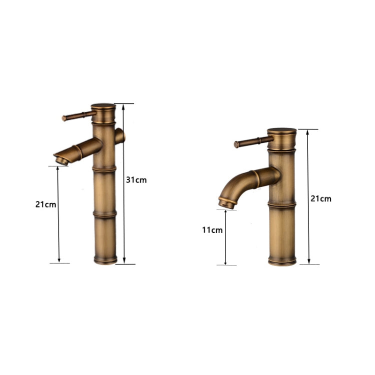 Antique Retro Hot Cold Water Bathroom Counter Basin Bamboo Waterfall Basin Copper Faucet, Specifications:Early 2 Knots - Faucets & Accessories by buy2fix | Online Shopping UK | buy2fix