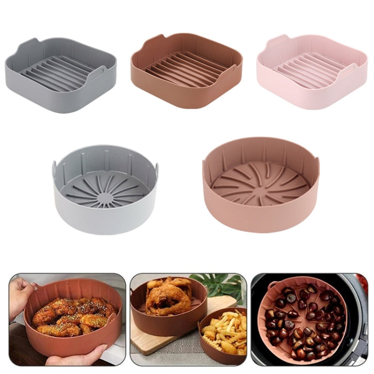 Air Fryer Silicone Grill Pan Accessories, Size: Round 19 cm(Pink) - Baking mat & Bakewares by buy2fix | Online Shopping UK | buy2fix