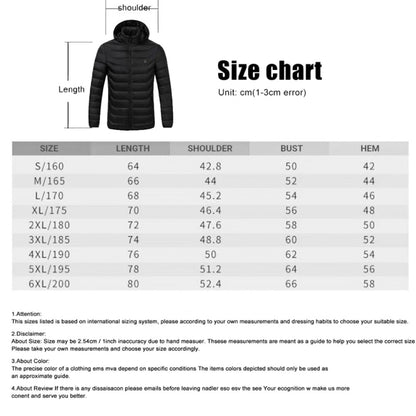 19 Zone 4 Control Black USB Winter Electric Heated Jacket Warm Thermal Jacket, Size: XXXXXXL - Down Jackets by buy2fix | Online Shopping UK | buy2fix