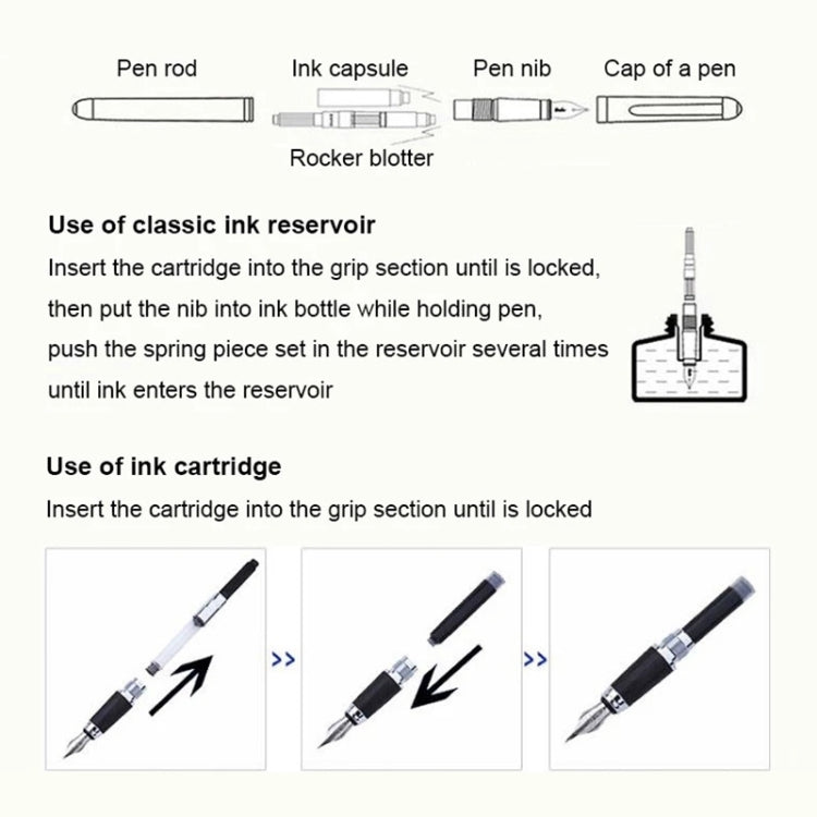 X750 Stationery Stainless Steel Fountain Pen Medium Nib Ink Pens School Oiifice Gift, Nib Size:1.1mm(Gold) - Fountain Pens by buy2fix | Online Shopping UK | buy2fix