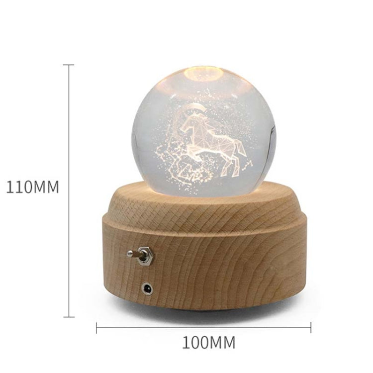 Girl Bedside Lamp Crystal Ball Wooden Base Music Box Charging Glow Rotating Night Light, Random Music(Double Pig) - Novelty Lighting by buy2fix | Online Shopping UK | buy2fix