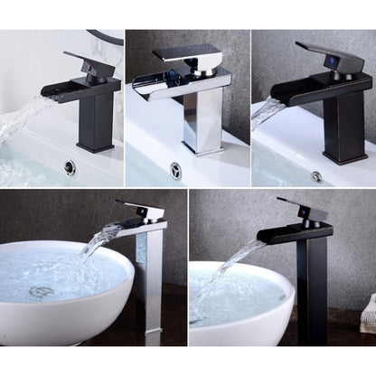 Bathroom Wide Mouth Faucet Square Sink Single Hole Basin Faucet, Specification: HT-81567 Electroplating High Type - Faucets & Accessories by buy2fix | Online Shopping UK | buy2fix