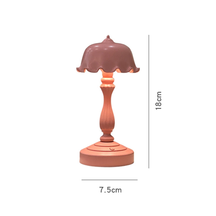 Retro Charging Table Lamp Bedroom Bed LED Eye Protection Light(LD04 Flower Hat Rose Red) - Bedside Light by buy2fix | Online Shopping UK | buy2fix