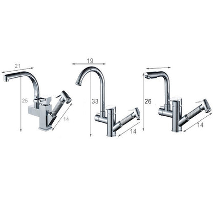 Kitchen Pull-Out Double Faucet Water Table Hot And Cold Water Faucet, Specification: Cube Universal Distortion - Faucets & Accessories by buy2fix | Online Shopping UK | buy2fix