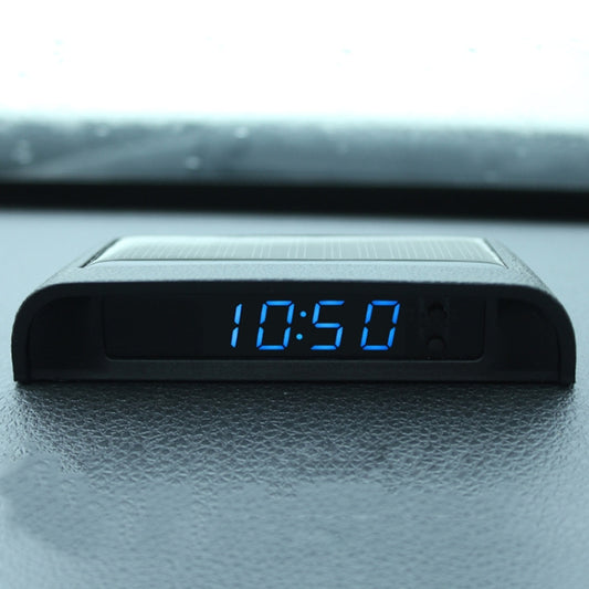 Solar Night Light Car Clock Automotive Electronic Clock Temperature Time+Date+Week+Temperature(Blue Light) - Clocks & Car Meters by buy2fix | Online Shopping UK | buy2fix