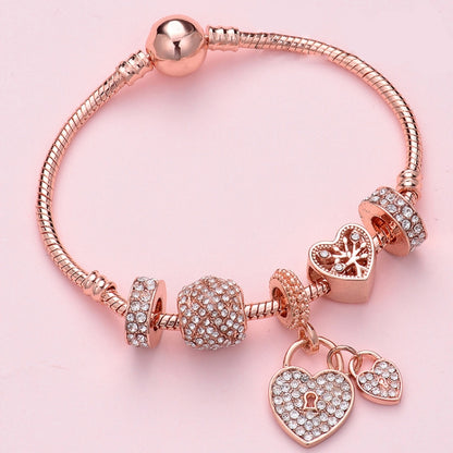 SL131 20cm Women Rose Gold Beaded Bracelet - Bracelets by buy2fix | Online Shopping UK | buy2fix