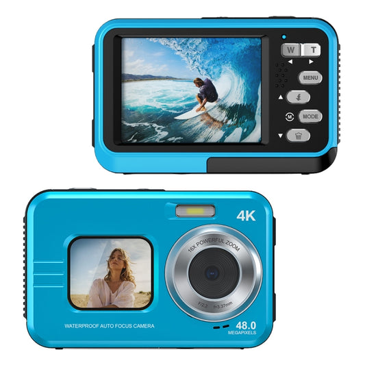 WDC901 3.5m Waterproof 48MP HD Dual Screen Outdoor Sports Digital Camera US Plug(Blue) - Children Cameras by buy2fix | Online Shopping UK | buy2fix