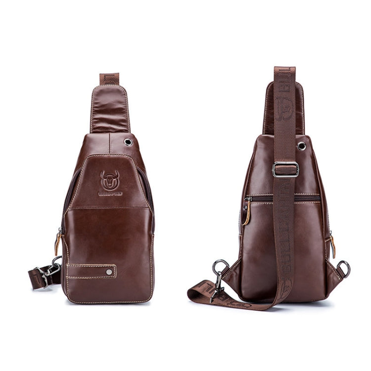 BULL CAPTAIN 087 Men Leather Shoulder Bag First-Layer Cowhide Sports Chest Bag(Brown) - Single-shoulder Bags by BULL CAPTAIN | Online Shopping UK | buy2fix