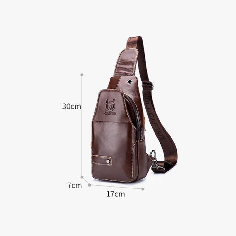 BULL CAPTAIN 087 Men Leather Shoulder Bag First-Layer Cowhide Sports Chest Bag(Brown) - Single-shoulder Bags by BULL CAPTAIN | Online Shopping UK | buy2fix