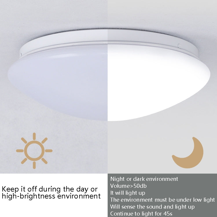 LED Sound Light Control Ceiling Lamp Round Corridor Intelligent Sensor Lamp, Power source: 8W 230mm(White) - Sensor LED Lights by buy2fix | Online Shopping UK | buy2fix