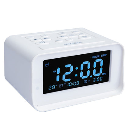 LED Digital Bedroom Alarm Clock With USB Charging Port Clock Radio Temperature Electronic Platform Clock, Specification: US Plug(White) - Alarm Clocks by buy2fix | Online Shopping UK | buy2fix