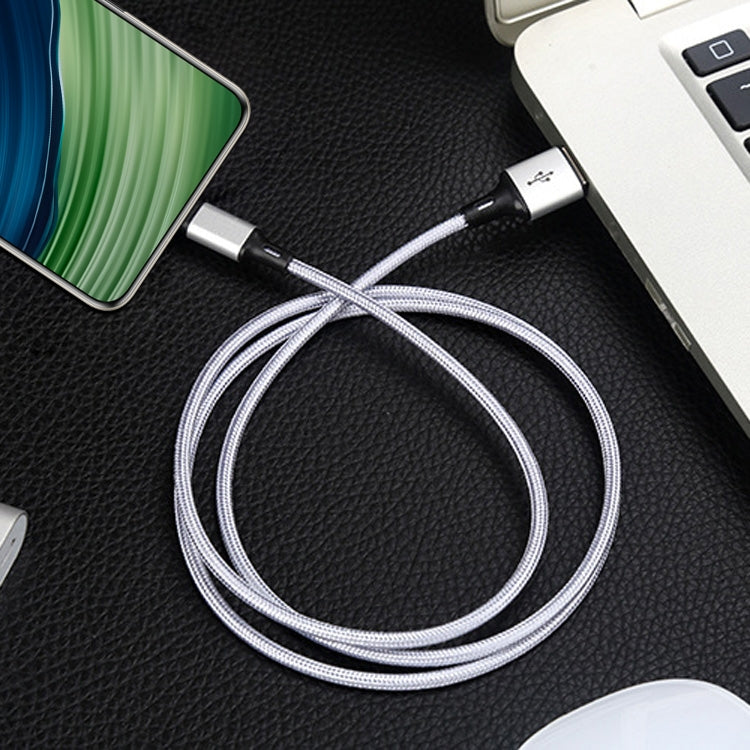 4 PCS 2.4A USB-C / Type-C to USB Braided Fast Charging Sync Data Cable, Length: 2m (Silver) - USB-C & Type-C Cable by buy2fix | Online Shopping UK | buy2fix