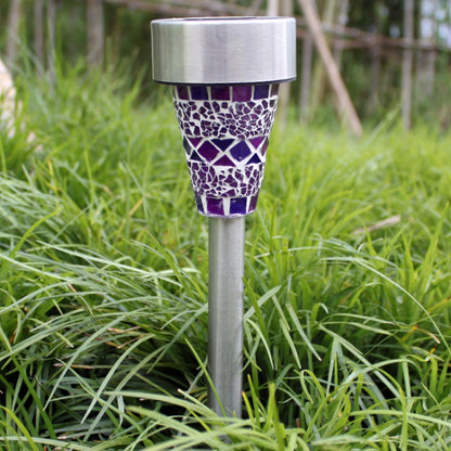 3 PCS H4011 Solar Outdoor Waterproof Mosaic Lawn Light(Purple) - Solar Lights by buy2fix | Online Shopping UK | buy2fix