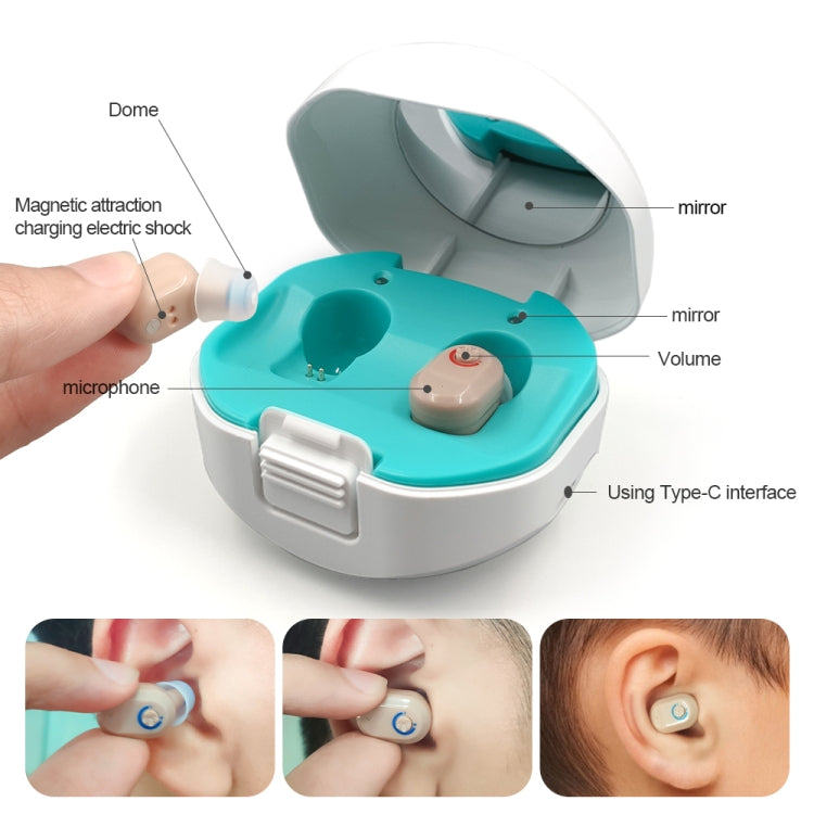 TWS On-Ear Sound Amplifier Hearing Aid with Charging Compartment(Skin Color) - Hearing Aids by null | Online Shopping UK | buy2fix