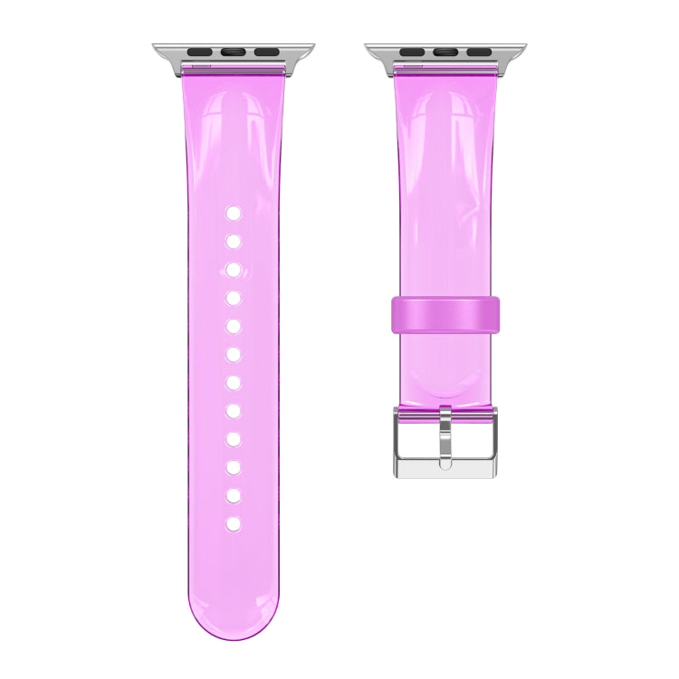 TPU Fuel Injection Watch Band For Apple Watch Series 7 41mm /6&SE&5&4 40mm /3&2&1 38mm(Transparent  Pink Purple) - Watch Bands by null | Online Shopping UK | buy2fix