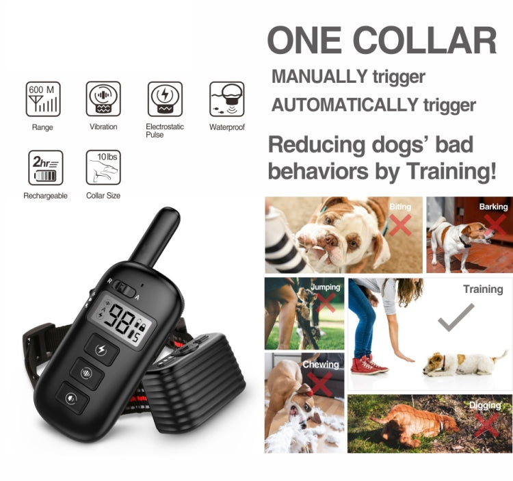 Remote Control Trainer Dog Collar Automatic Bark Stop Device, Specification: 1 Drag 1 (Red) - Training Aids by buy2fix | Online Shopping UK | buy2fix