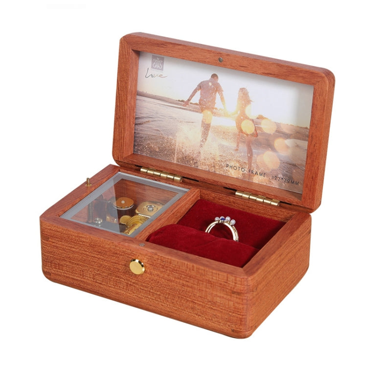 Wooden Jewelry Storage Music Box with Photo Frame Function, Spec: Rosewood+Ring Flannel - Music Box by buy2fix | Online Shopping UK | buy2fix