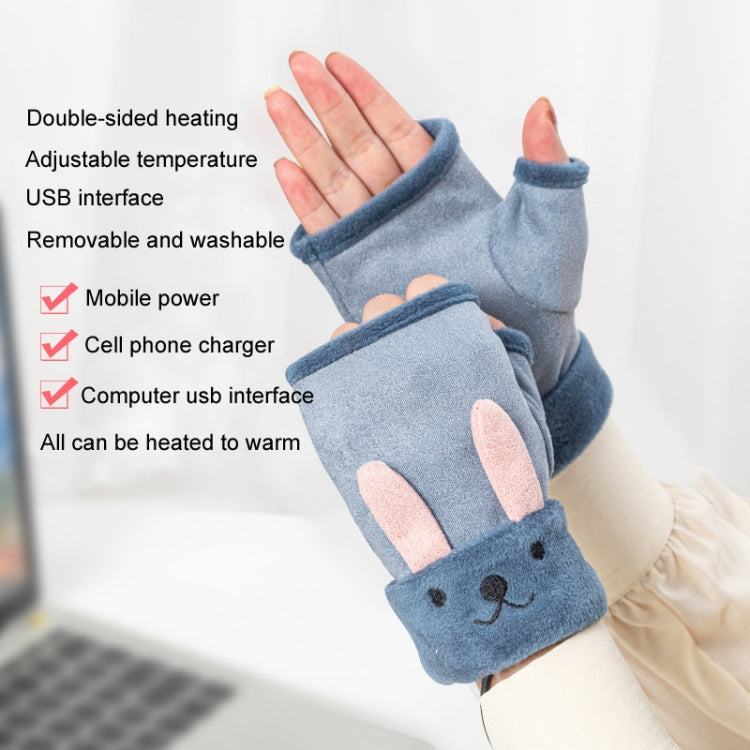 Winter USB Rechargeable Heated Half Palm Adult Gloves, Size: Free Size(Pink) - Safety Gloves by buy2fix | Online Shopping UK | buy2fix