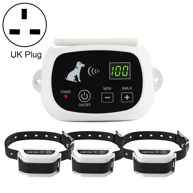 KD-661 500m Wireless Electric Dog Pet Fence Shock Collar,Spec: For Three Dog(UK Plug) - Training Aids by buy2fix | Online Shopping UK | buy2fix