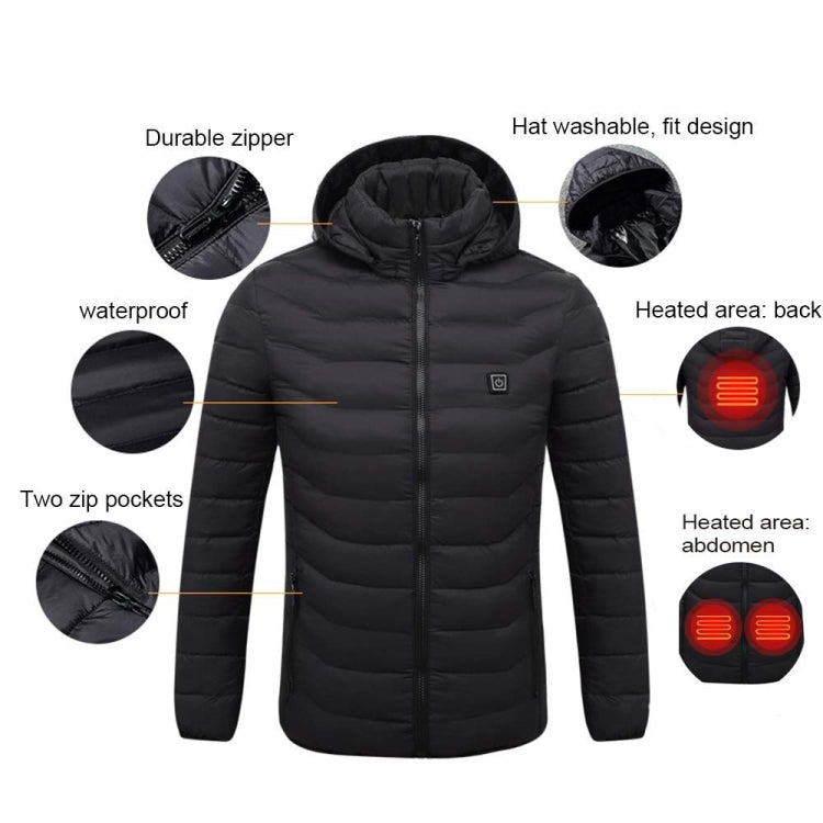 9 Zone Double Control Blue USB Winter Electric Heated Jacket Warm Thermal Jacket, Size: XXXL - Down Jackets by buy2fix | Online Shopping UK | buy2fix