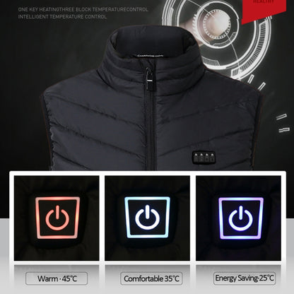 9 Area Double Control Black USB Electric Heating Undershirt Intelligent Warm Vest(3XL) - Down Jackets by buy2fix | Online Shopping UK | buy2fix