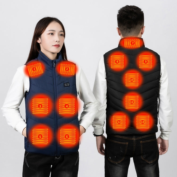 11 Area Double Control Black USB Electric Heating Undershirt Intelligent Warm Vest(L) - Down Jackets by buy2fix | Online Shopping UK | buy2fix