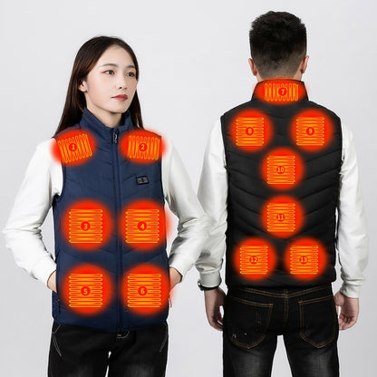 13  Area Double Control  Blue USB Electric Heating Undershirt Intelligent Warm Vest(5XL) - Down Jackets by buy2fix | Online Shopping UK | buy2fix