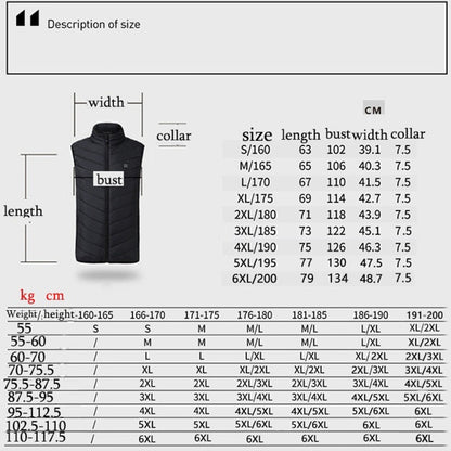 13  Area Double Control Black USB Electric Heating Undershirt Intelligent Warm Vest(3XL) - Down Jackets by buy2fix | Online Shopping UK | buy2fix