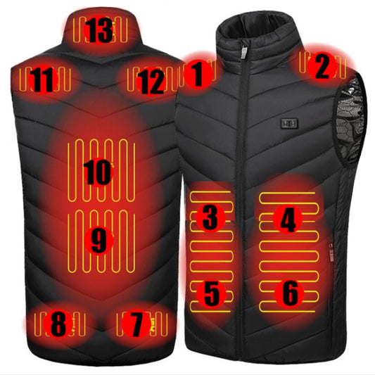 13  Area Double Control Black USB Electric Heating Undershirt Intelligent Warm Vest(XXL) - Down Jackets by buy2fix | Online Shopping UK | buy2fix