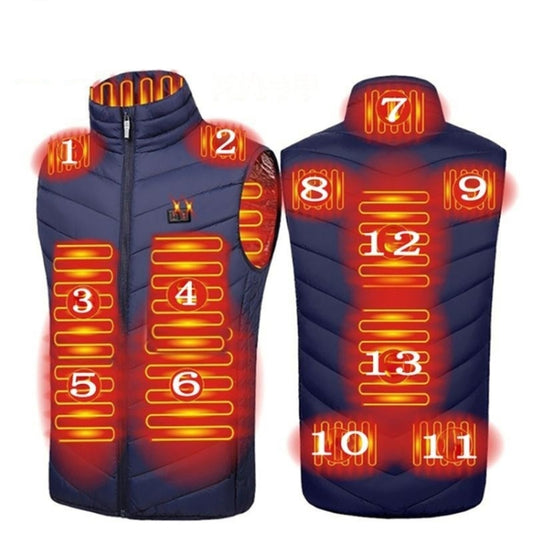 13  Area Double Control  Blue USB Electric Heating Undershirt Intelligent Warm Vest(XXL) - Down Jackets by buy2fix | Online Shopping UK | buy2fix