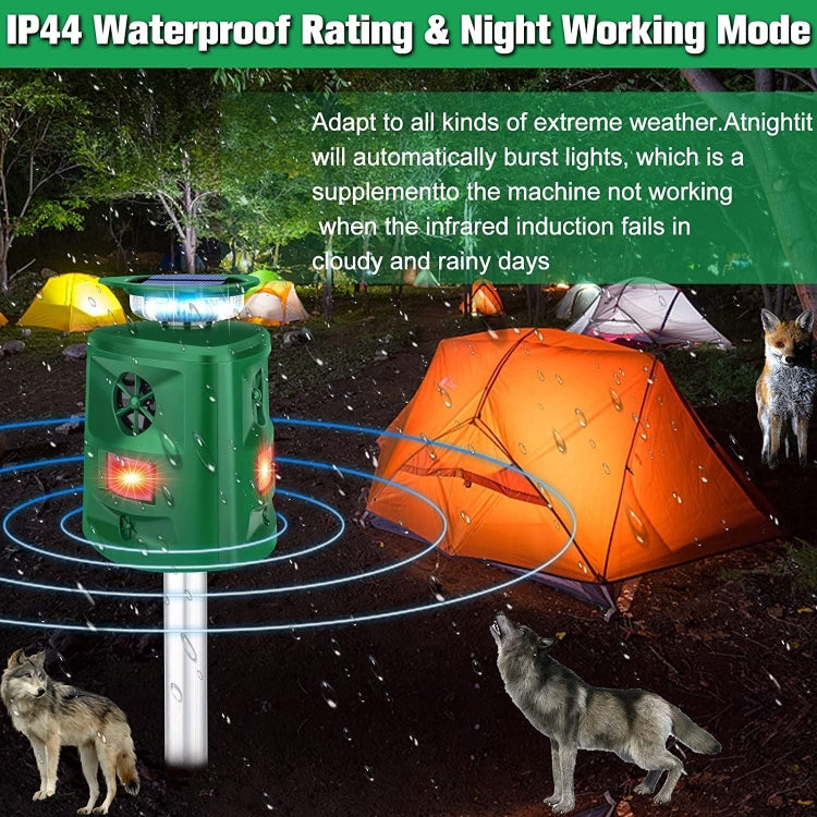 SK698 Solar Powered Animal Repeller 360 Degree Strobe Light Bird Repeller Ultrasonic Rat Repeller(Green) - Outdoor Insect Repellent by buy2fix | Online Shopping UK | buy2fix