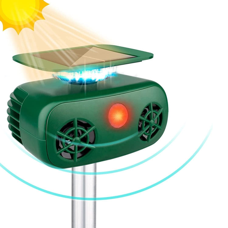 SK628 Solar Powered Animal Repeller 360 Degree Strobe Light Bird Repeller Ultrasonic Rat Repeller(Green) - Outdoor Insect Repellent by buy2fix | Online Shopping UK | buy2fix