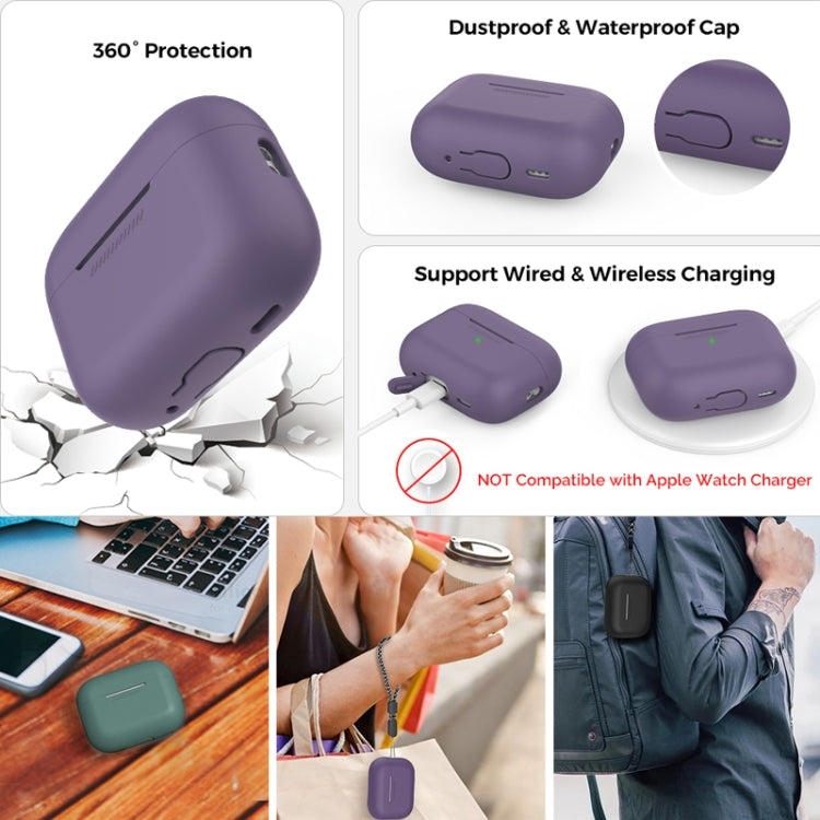 For AirPods Pro 2 AhaStyle PT187 Silicone One-Piece Protective Case With Lanyard Case(Purple) - For AirPods Pro 2 by AhaStyle | Online Shopping UK | buy2fix