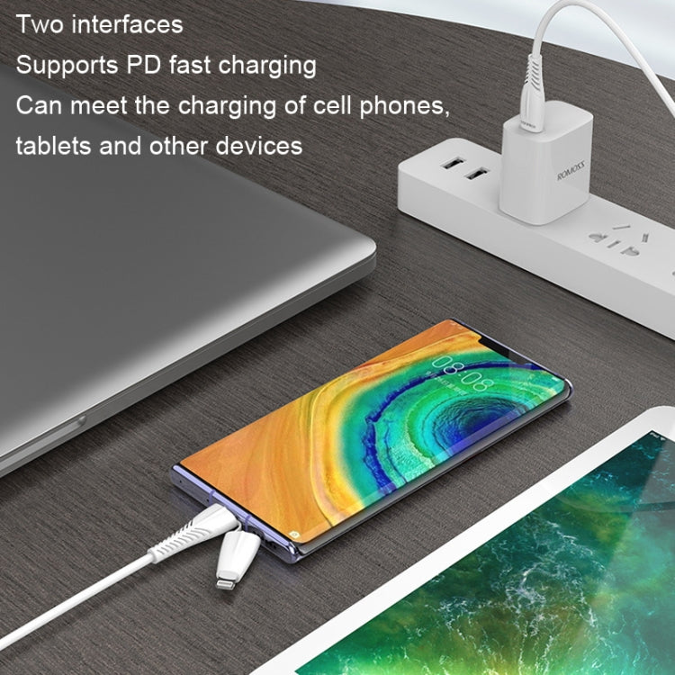 ROMOSS CB404 1.8m PD Fast Charging Cable Type-C / USB-C To Type-C/ USB-C / 8 Pin Data Cable(White) - Multifunctional Cable by ROMOSS | Online Shopping UK | buy2fix