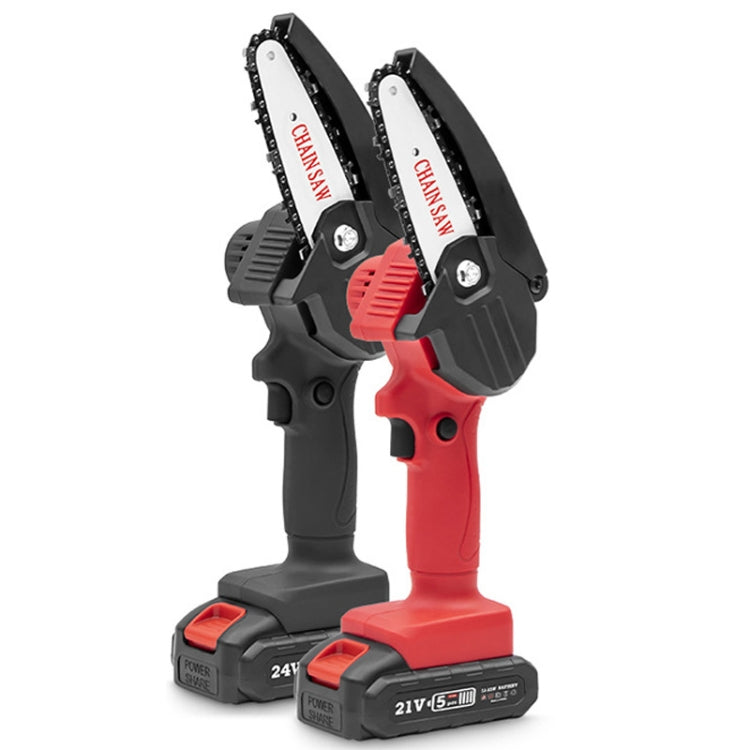 HILDA Rechargeable Cordless Mini Electrical Chain Saw Logging Tools Plastic Package, Model: EU Plug With 1 Battery Red - Electric Saws & Accessories by HILDA | Online Shopping UK | buy2fix