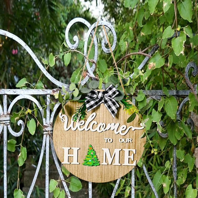 Stereoscopic DIY Home Wooden Round Welcome Door Sign Pendant Wreaths Wall Hanging Decor - Holiday Decorations by buy2fix | Online Shopping UK | buy2fix