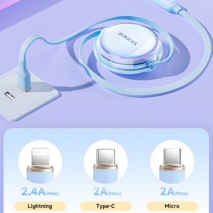 ROMOSS CB258S 3.5A 3-In-1 Telescopic Data Charging Cable USB-A To Type-C & 8 Pin & Micro Wire 1.1m (White) - Multifunction Cable by ROMOSS | Online Shopping UK | buy2fix