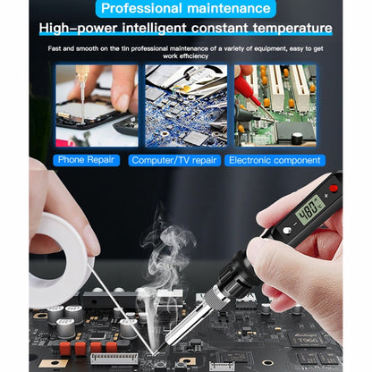 10pcs/ Set 80W Internal Heating Welding Digital Display Soldering Iron Temperature Adjustment Set, Model: Black EU Plug - Electric Soldering Iron by buy2fix | Online Shopping UK | buy2fix
