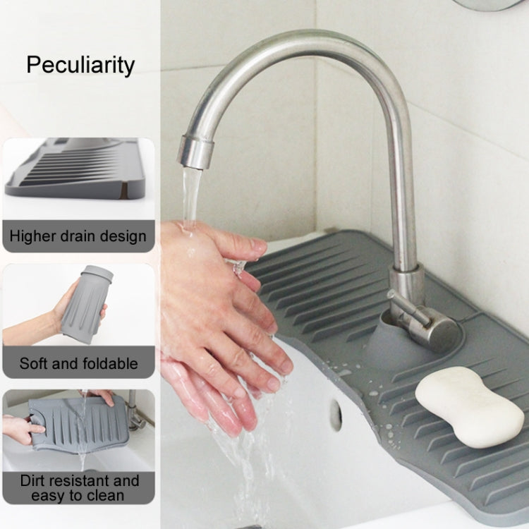 Bathroom Kitchen Silicone Faucet Anti-Splash Drain Mat, Color: Grey(37x14.7x2cm) - Faucets & Accessories by buy2fix | Online Shopping UK | buy2fix